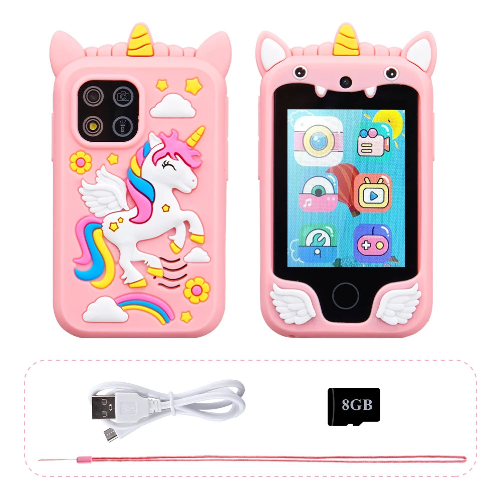 Kids Smart Phone Camera Toy – Touchscreen Unicorn MP3 Player & Digital Camera for Girls & Boys Ages 3–8