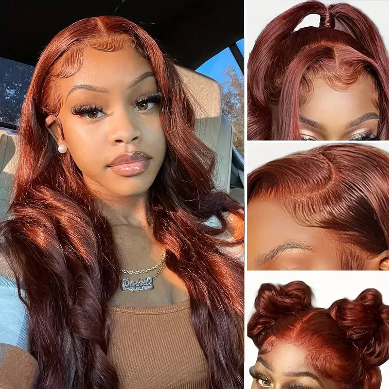 Reddish Brown 13x4 Body Wave Lace Frontal Human Hair Wigs Brazilian Virgin Remy Hair 13x6 Transparent Lace Front Wig For Women