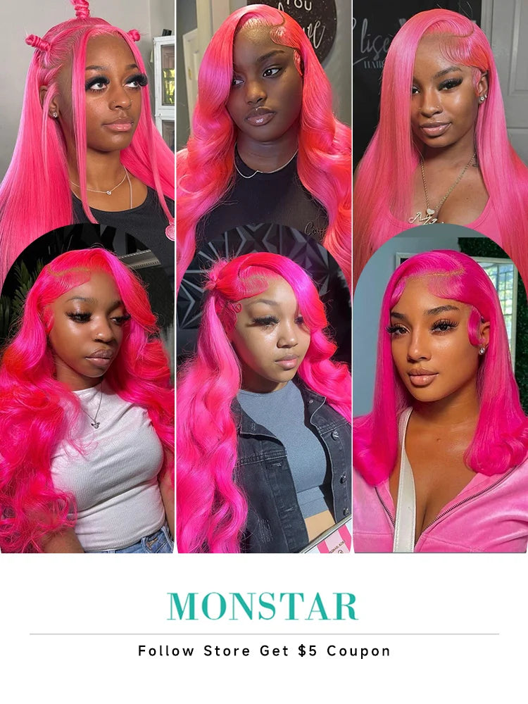Pink Human Hair Wig – 30 & 38 Inch 613 HD Lace Frontal 13x6 Colored Wig