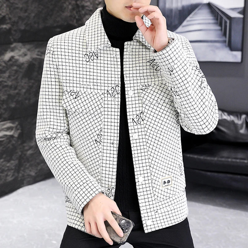 Men's Short Wool Blend Jacket – Thickened Warm Business Streetwear Overcoat
