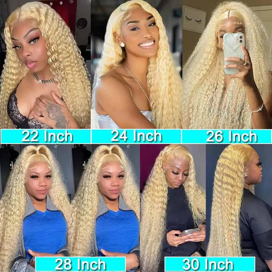 30 Inch 613 Lace Front Wig Human Hair Blonde Wig Human Hair 613 Deep Wave HD Lace Front Wigs 200% Density Pre Plucked For Women