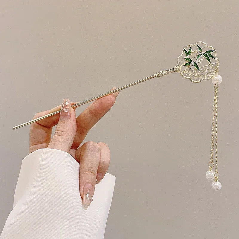 Charm Metal Hairpins Retro Antique Tassel Phoenix Student Pearl Rhinestone Butterfly Hair Stick Jewelry Wedding Hair Accessories