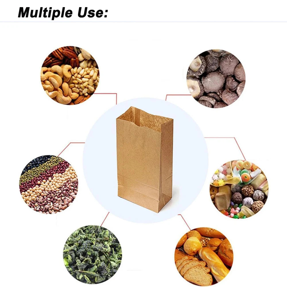 Paper Lunch Bags 50/100PCS Kraft Paper Sandwich Bags for Bread Snack Small Paper Grocery Bags Food Packaging Take Away Bag
