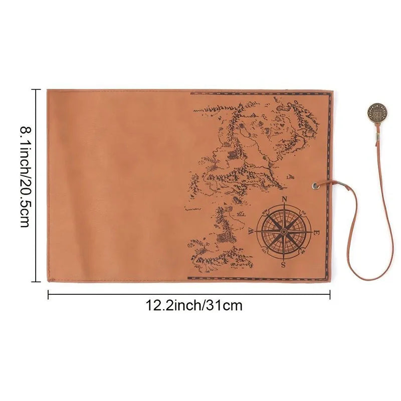 Treasure Map Leather PU Retro Boy Girl Pencil Bag Cosmetic Bag Roll Pen Bag For Student Gifts Stationery Brush Makeup Supplies