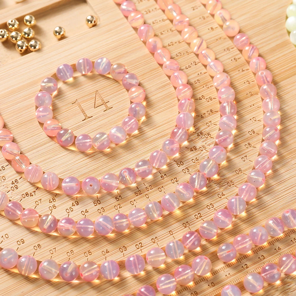 Wooden Flocked Beading Tray DIY Bracelet Necklace Jewelry Making Findings Beading Organizer Gray Bead Board Measuring Tools 2030