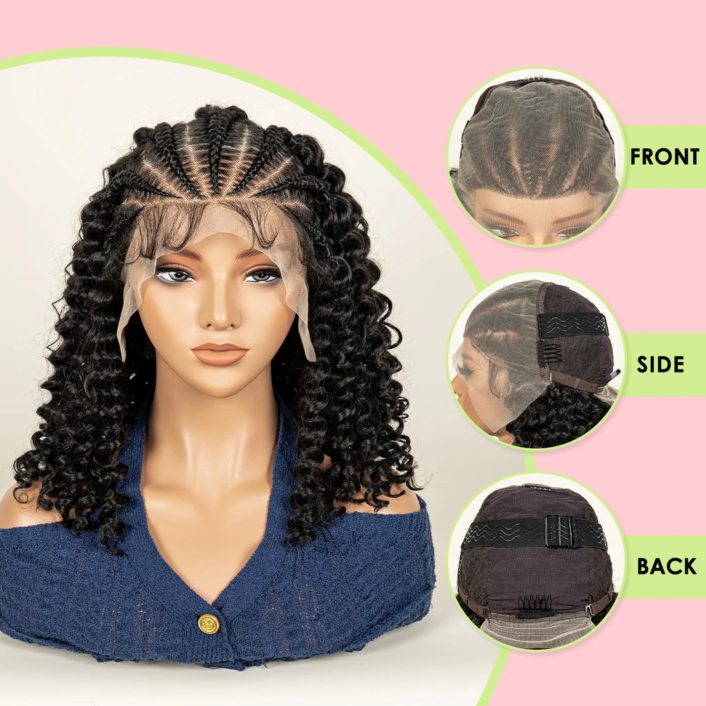 The Braid Queen Wig — Cornrow Roots, Deep Wave Curls, 13x6 HD Lace | Instant Protective Glam