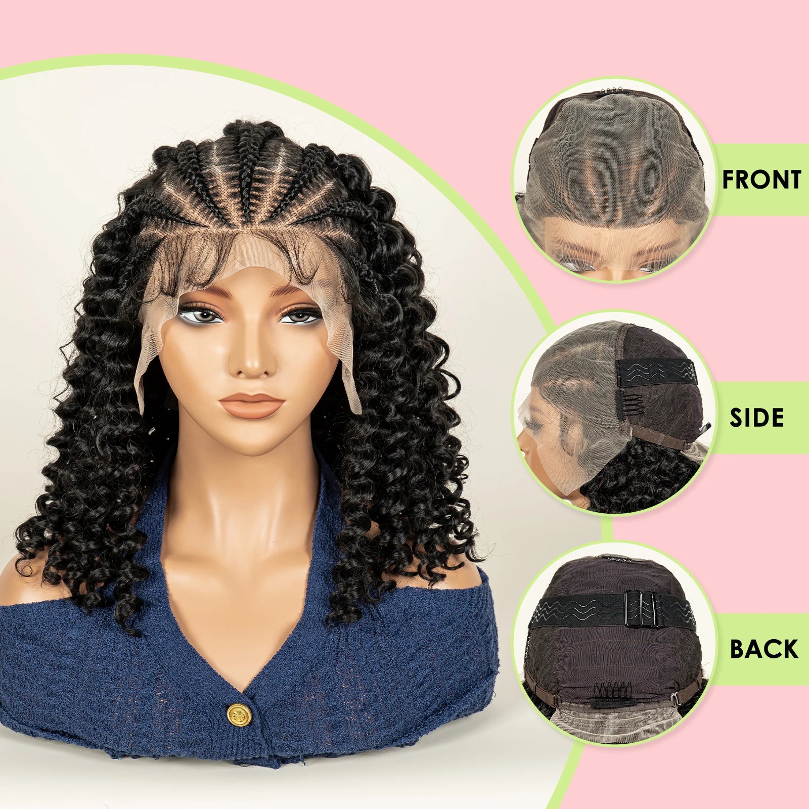 The Braid Queen Wig — Cornrow Roots, Deep Wave Curls, 13x6 HD Lace | Instant Protective Glam