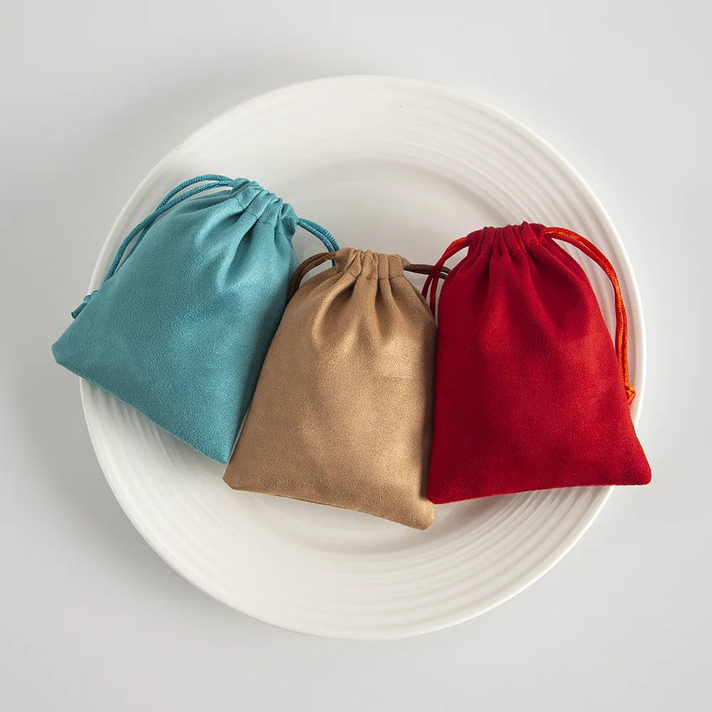 10pcs/Lot  Tinifu Blue Flannel Jewelry Packaging Velvet Drawstring Pouch for Cosmetic Makeup Pouches Chic Wedding Favor Gift Bag