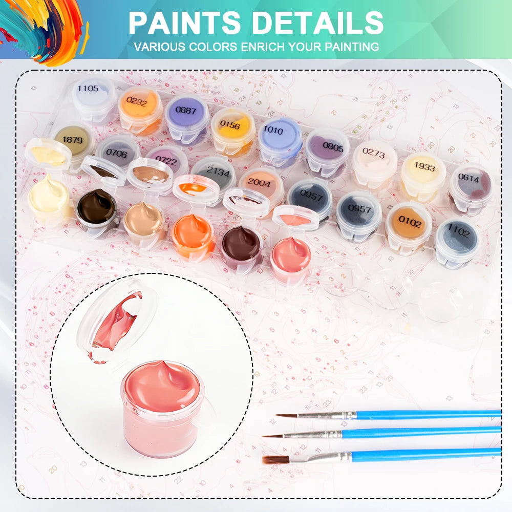 HUACAN Paint By Numbers Kit | City Street Autumn Landscape | DIY Acrylic Canvas Painting | Beginner-Friendly Home Decor Art