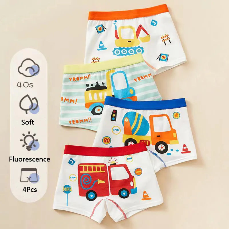 Boys' Underwear – Fun Vehicle & Fire Engine Print Comfortable Briefs & Boxers for Kids
