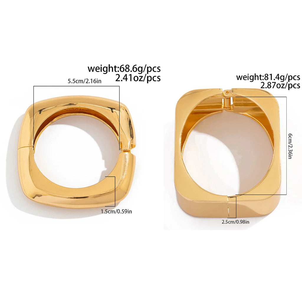 Ingemark Punk Big Chunky Metal Wide Cuff Bangles for Women Fashion Statement Vintage Geometric Spring Bracelets Grunge Jewelry