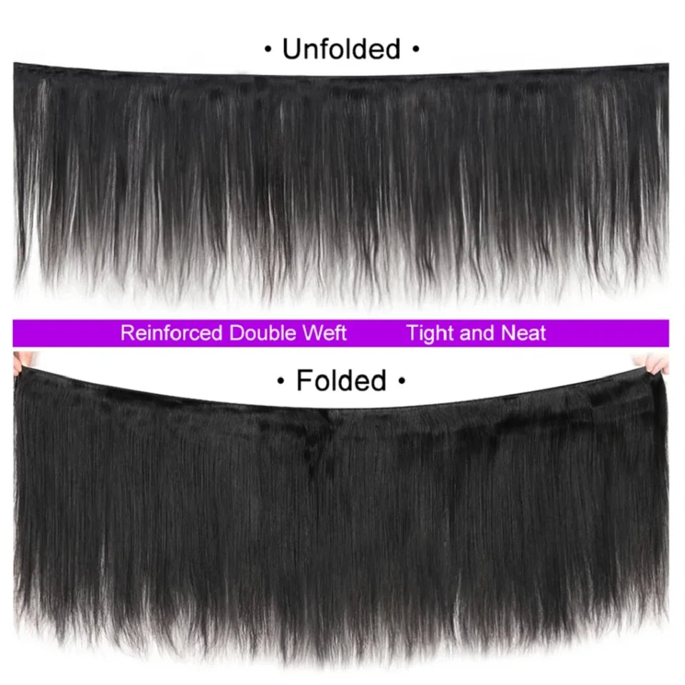 Brazilian 30 40 Inch Raw Virgin Unprocessed Human Hair Extensions Bone Straight Human Hair Weave Bundles 1/3/4 Pcs Double Wefts