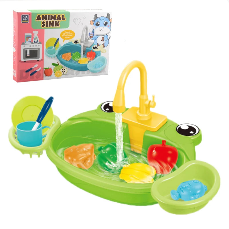 Kids Mini Kitchen Sink Toy Set – Simulated Dishwashing Play House Game for Children