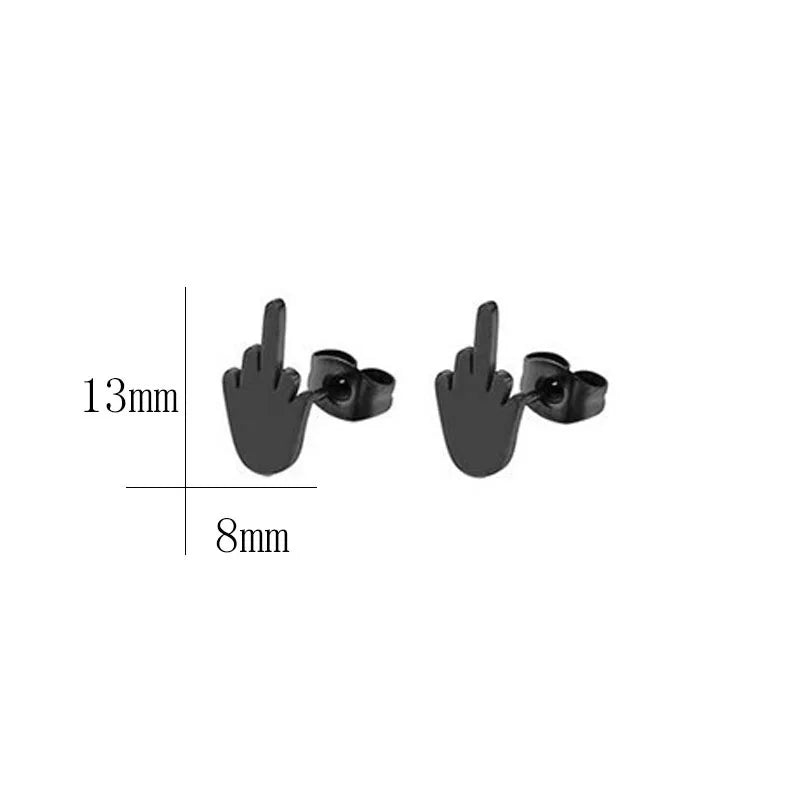 Edgy Middle Finger Stainless Steel Hoop Earrings, Bold Statement Earrings for Men & Women