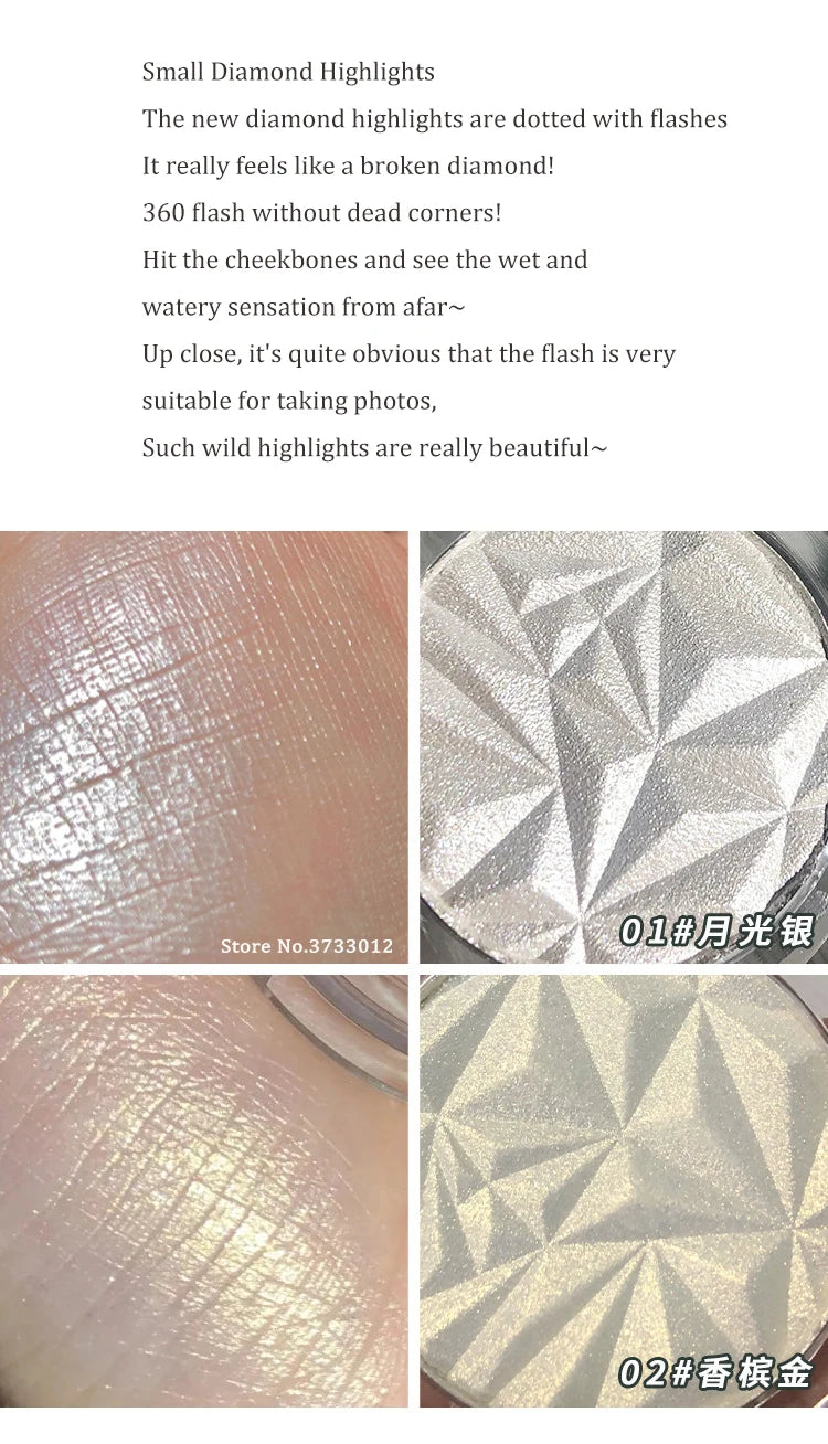 Brightening Face Highlighter Palette Waterproof Monochrome Pearlescent White Silver Highlight Makeup High Gloss Face Repairing