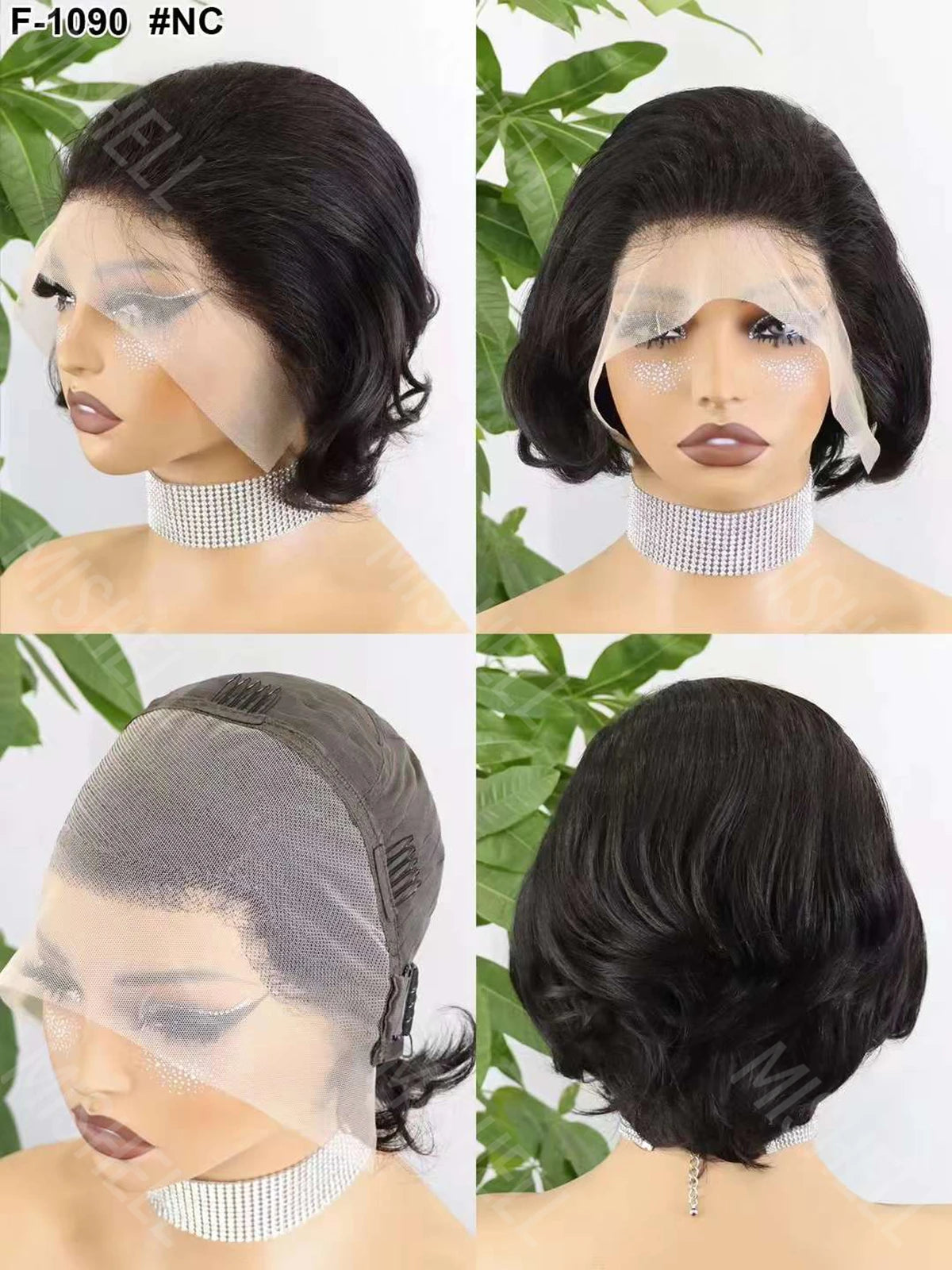 13x4 Lace Frontal Bob Wigs Pixie Cut Brazilian Remy Human Hair Short Bob Wig Natural 200% Density Wavy Lace Wigs for Black Women