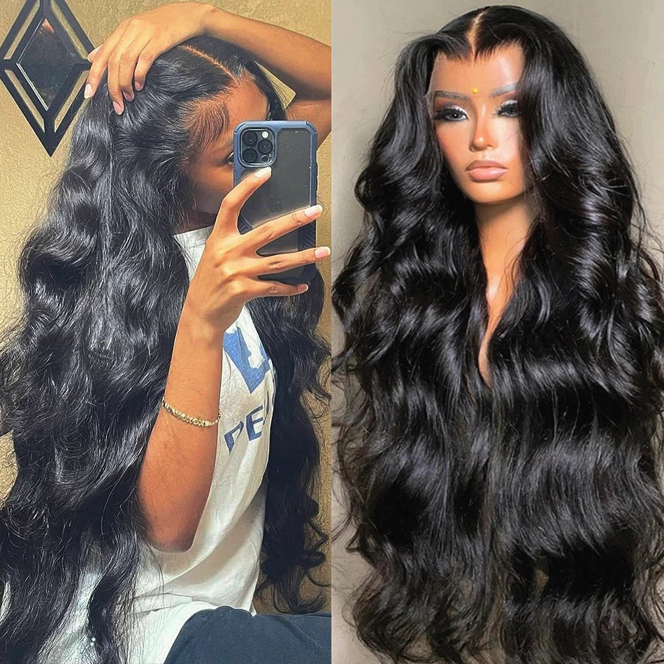 Body Wave 40 42 Inch 13x4 13x6 HD Transparent Lace Frontal Wig  Human Hair Wig 360 Full Lace Front Wig Brazilian Pre Plucked