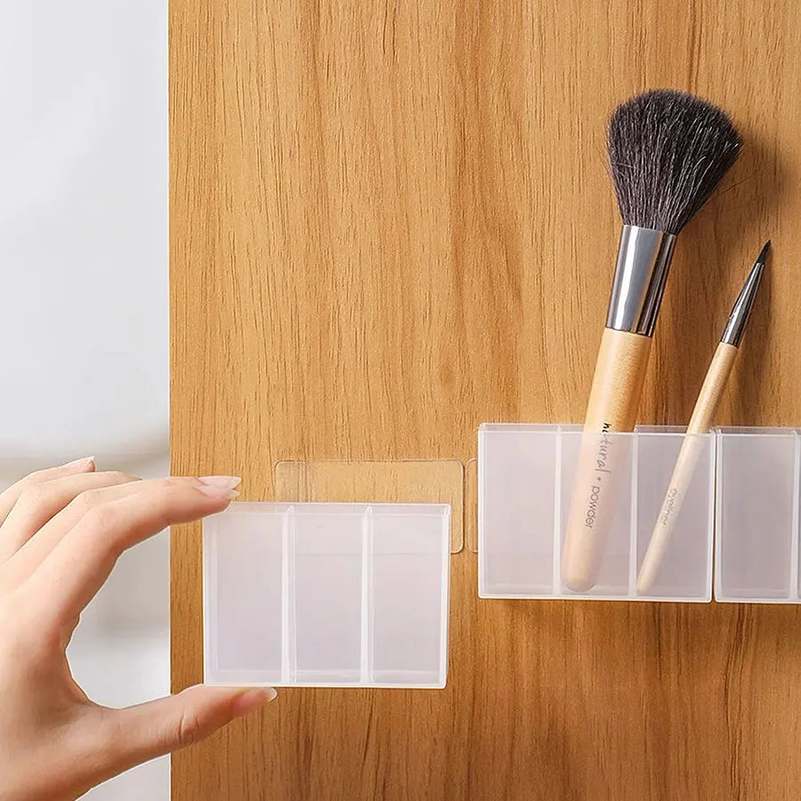 lipstick storage box, makeup brush storage,  wall mounted transparent ,three compartment classified lipstick rack, lipstick box