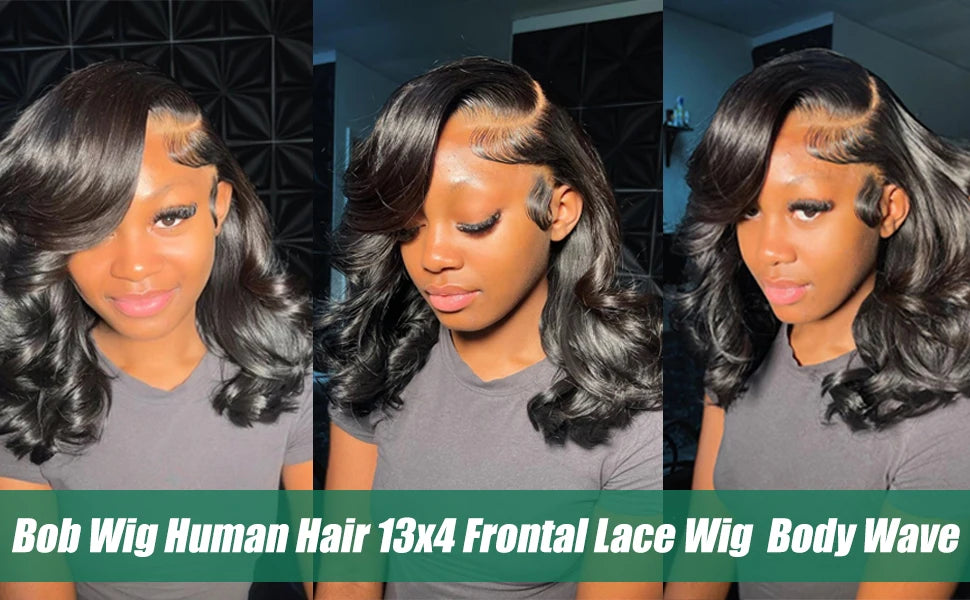 210 Density Bob Wig Human Hair 13x6 HD Lace Wigs Body Wave Human Hair Wig pre plucked Pre Cut Brazilian Lace Front Wig For Women