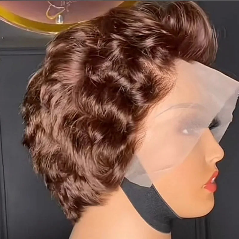 Full Hand Weaving Short Curly Wig 13*4 Lace Frontal Design Brazilian Virgin Remy Human Hair New Style Comfortable & Natural Fit