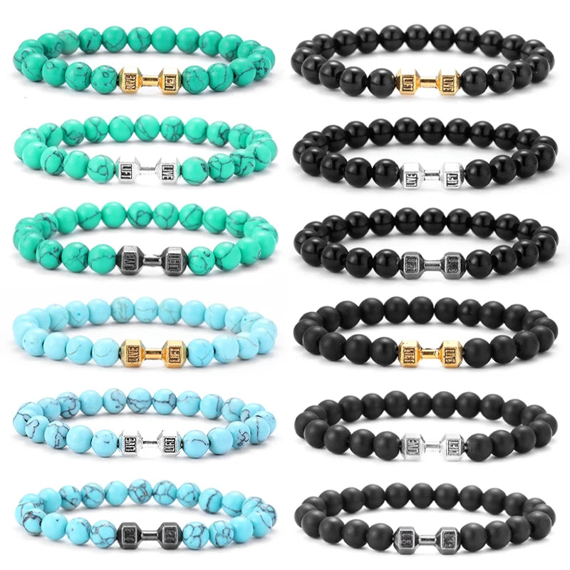 Natural Volcanic Stone Bracelet – Matte Black Lava Bead Fitness Bracelet for Men & Women