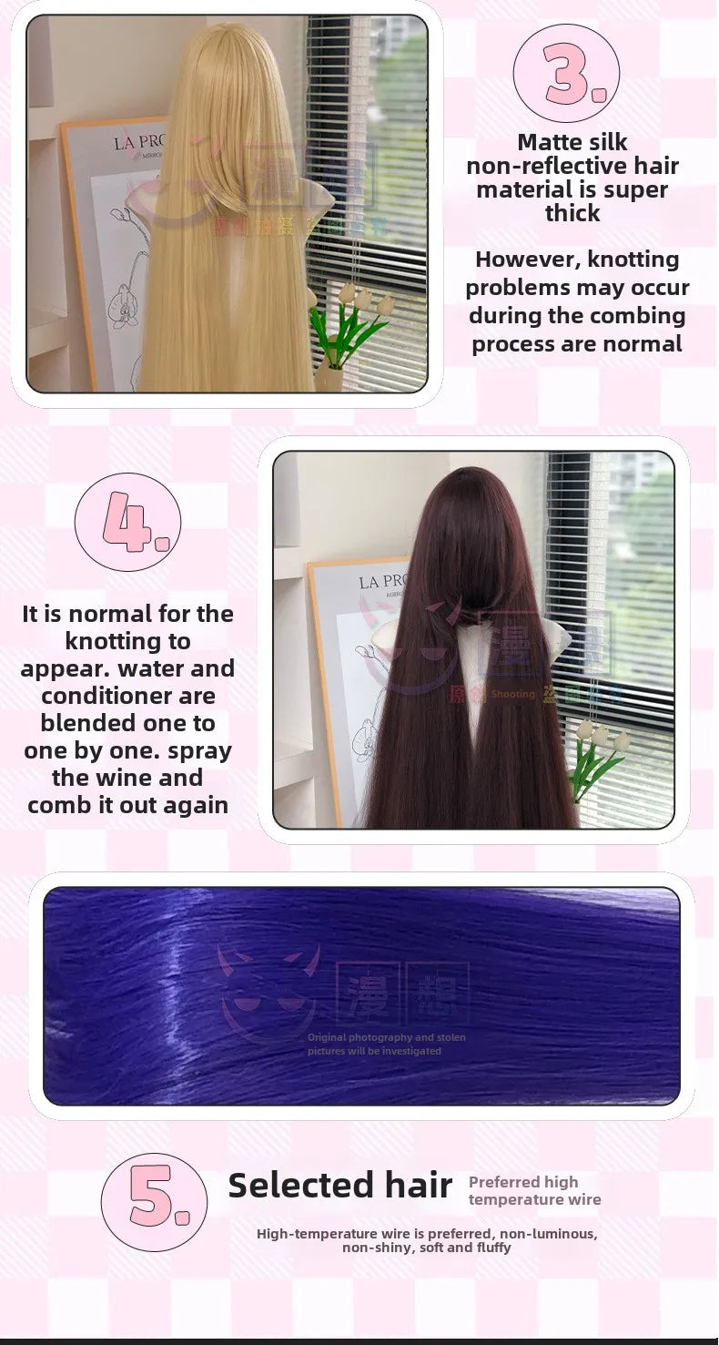 Cosplay Wig 100cm Extra Thick and Long Straight Wig with Bangs Anime Heat Resistant Fiber Christmas Halloween Cosplay Party Wigs