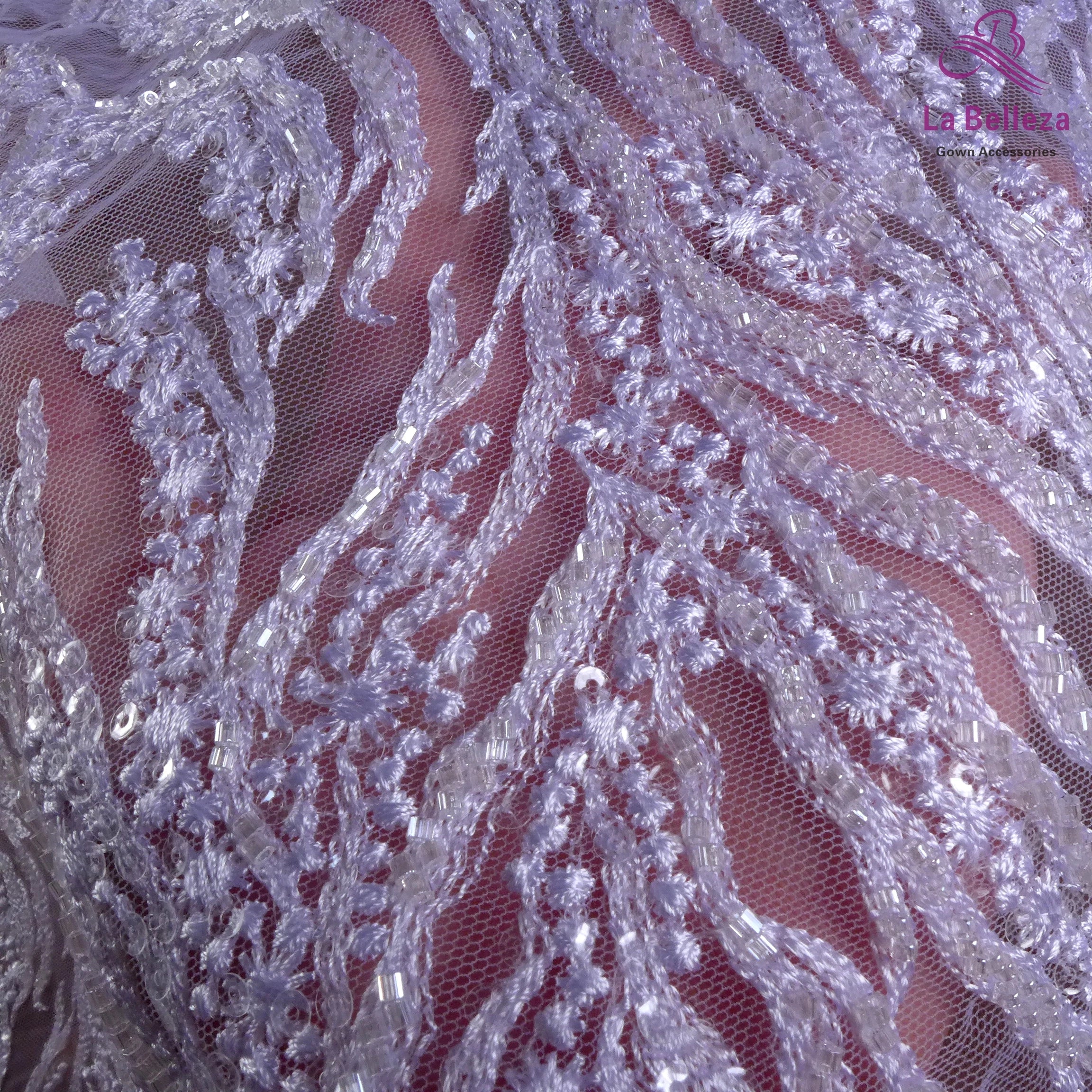 La Belleza Hot fashion bride lace,simple lines beading lace fabric,white lace fabric embroidered for wedding dresses by yard