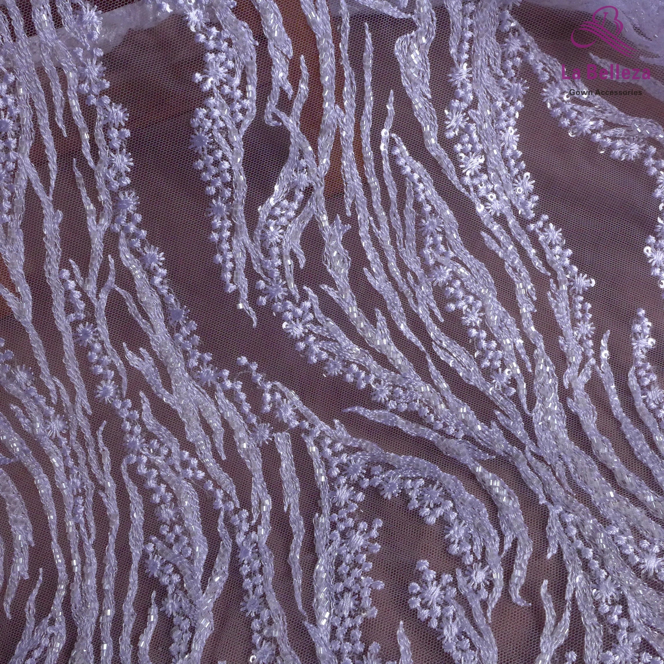 La Belleza Hot fashion bride lace,simple lines beading lace fabric,white lace fabric embroidered for wedding dresses by yard