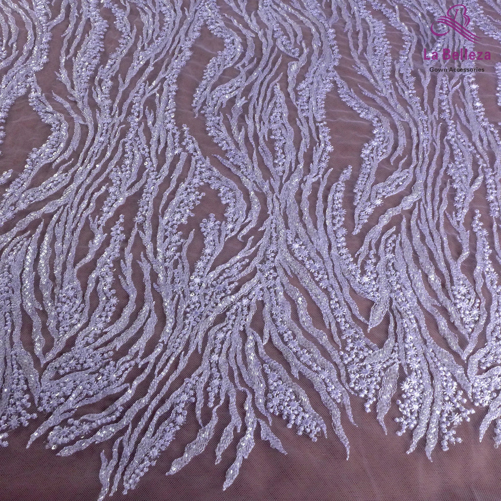 La Belleza Hot fashion bride lace,simple lines beading lace fabric,white lace fabric embroidered for wedding dresses by yard