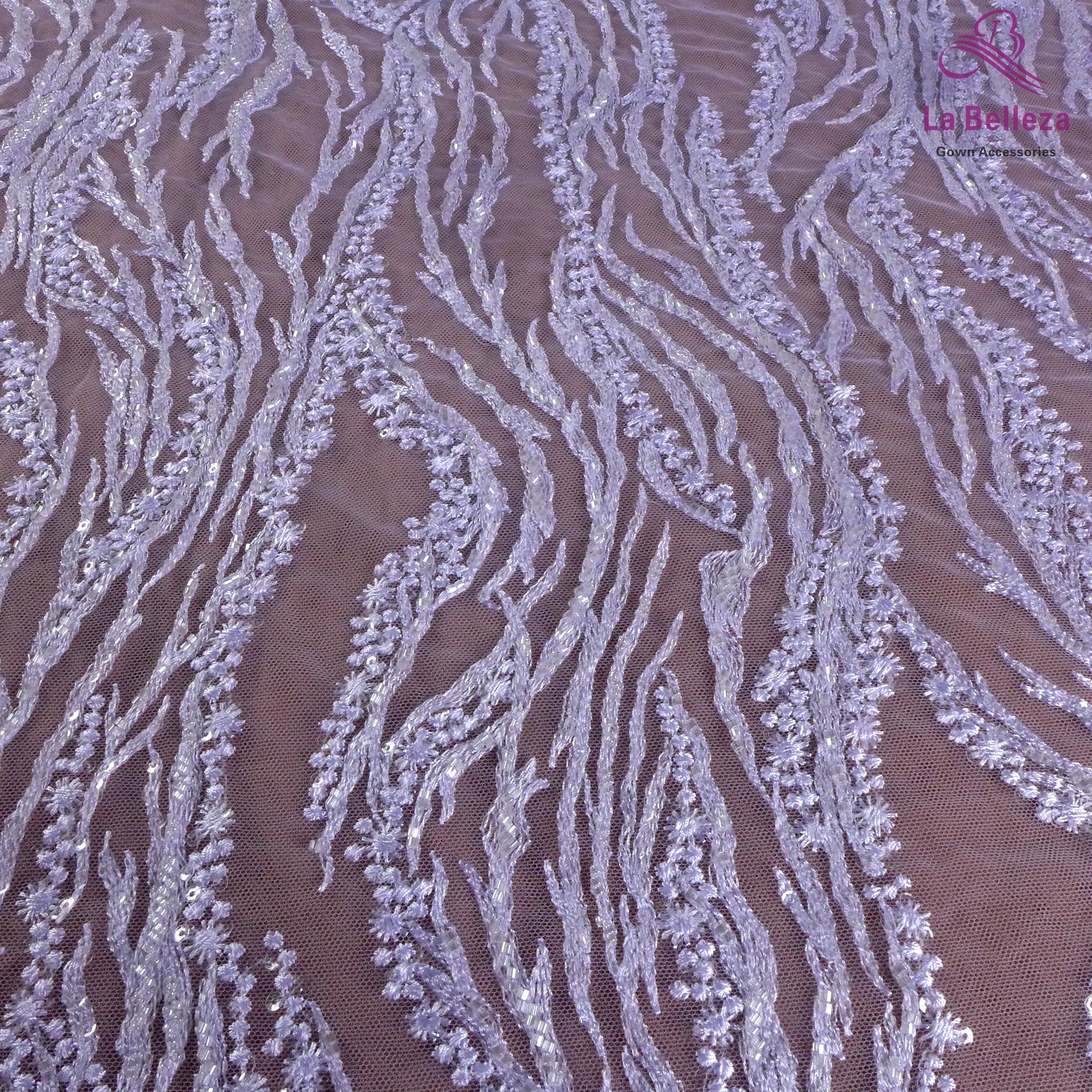 La Belleza Hot fashion bride lace,simple lines beading lace fabric,white lace fabric embroidered for wedding dresses by yard