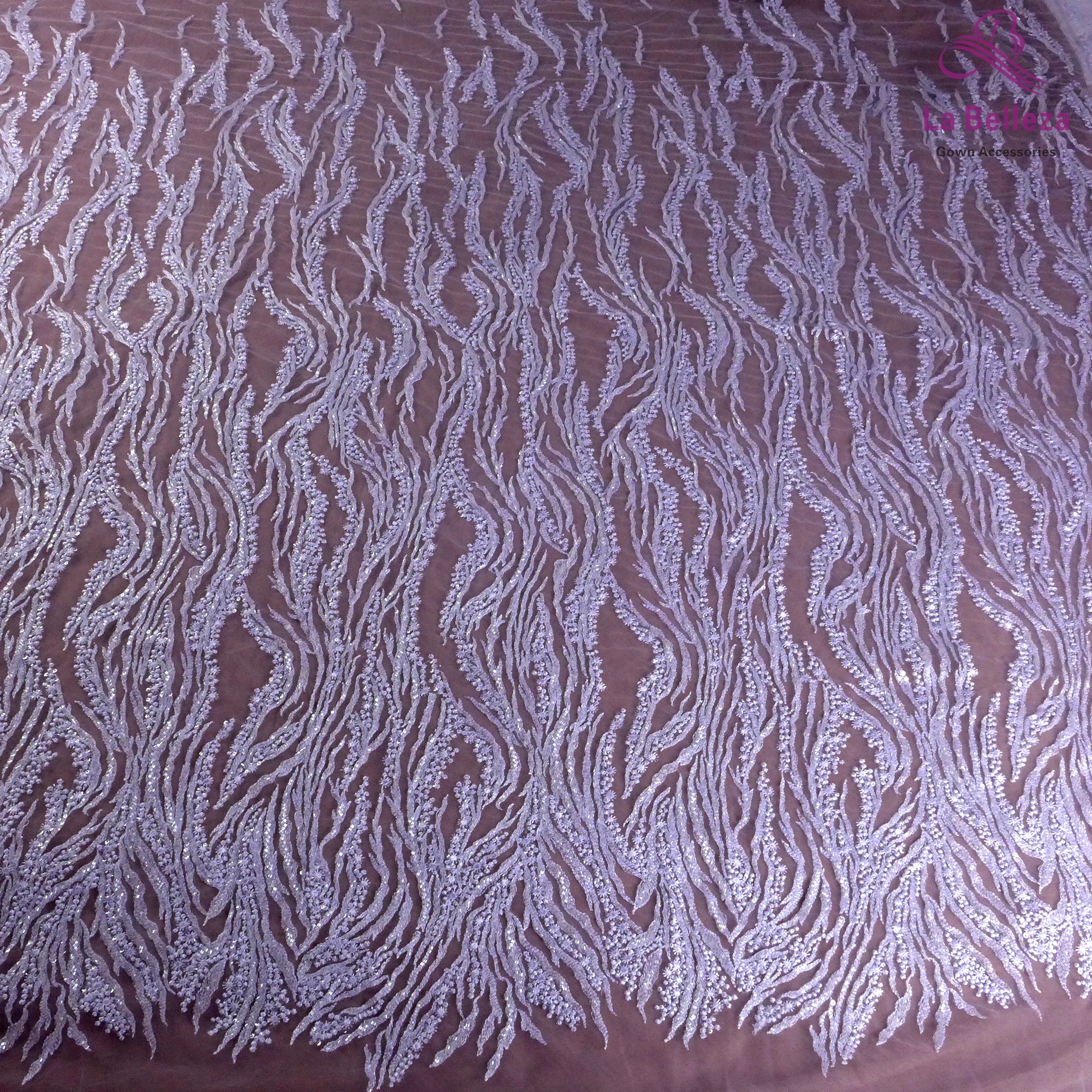 La Belleza Hot fashion bride lace,simple lines beading lace fabric,white lace fabric embroidered for wedding dresses by yard