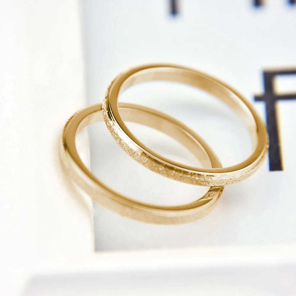 SUNIBI Frosted Stainless Steel Ring for Women Fashion Simple Gold Color Finger Rings Wedding Gifts Girls Jewelry Wholesale
