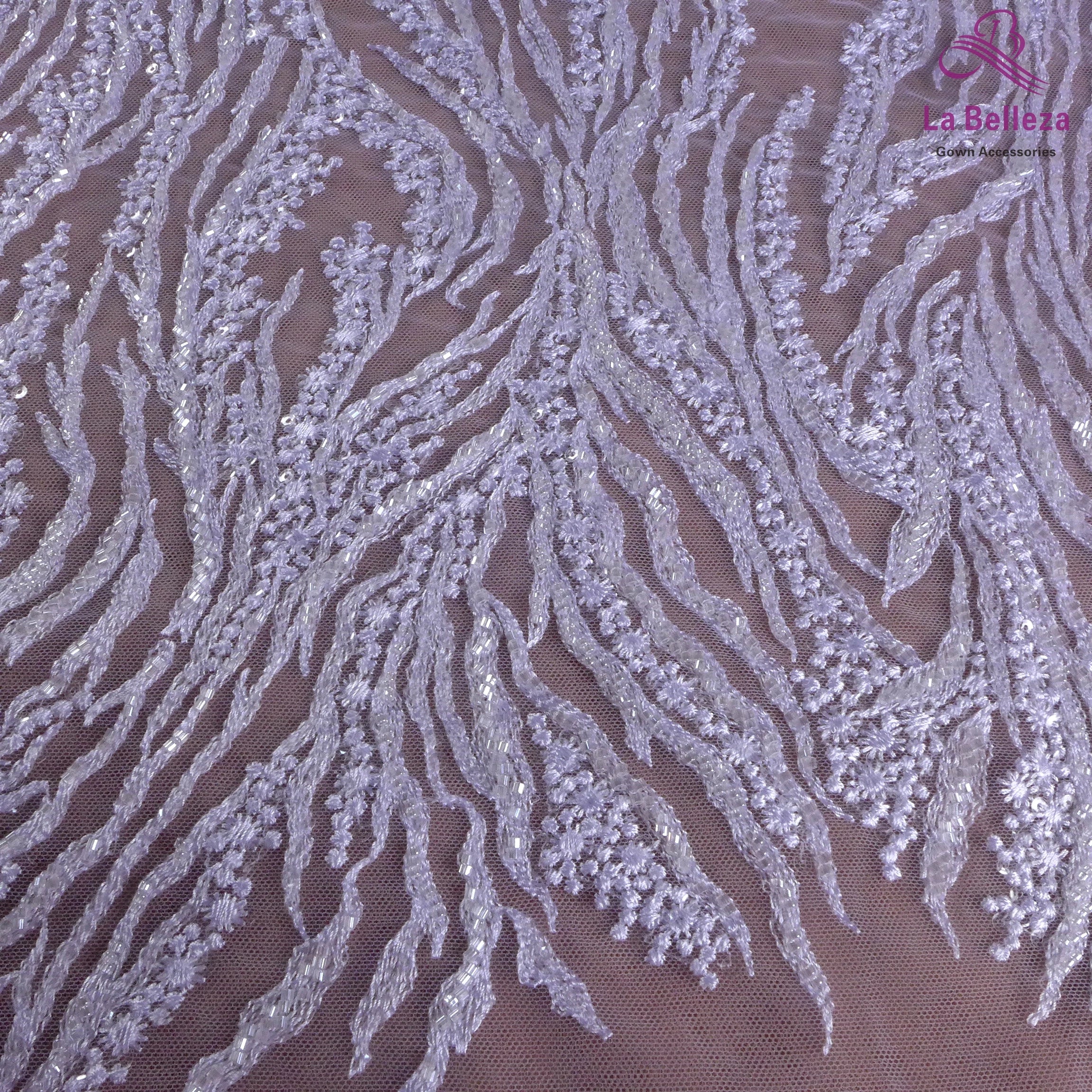 La Belleza Hot fashion bride lace,simple lines beading lace fabric,white lace fabric embroidered for wedding dresses by yard
